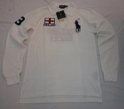 Ralph Lauren men Polo shirt-long sleeve-white-UK Flag No.334