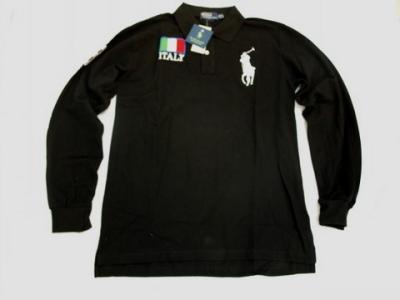 Ralph Lauren men Polo shirt-long sleeve-black-Italy Flag No.337